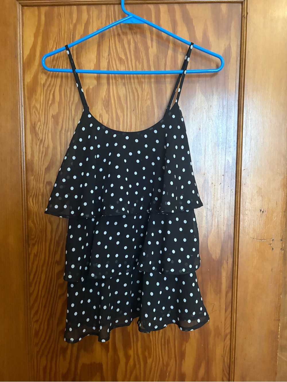 Candie's Black and White Polka Dot Tiered Cami Tank